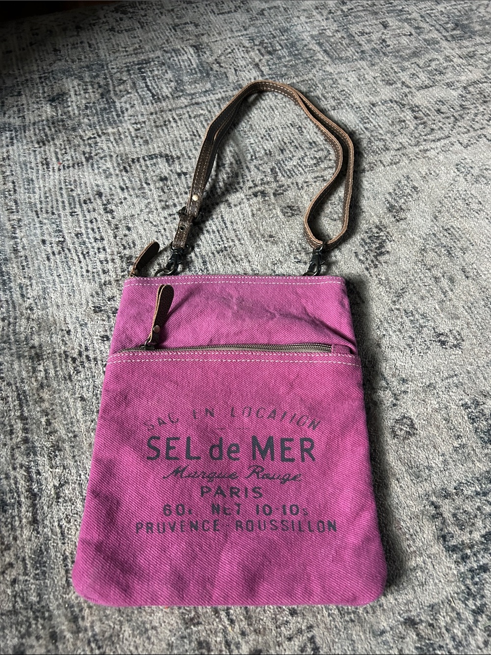 Maya bag Crossbody Bag 10”x8” Sel Del MER Paris Plum Adjustable